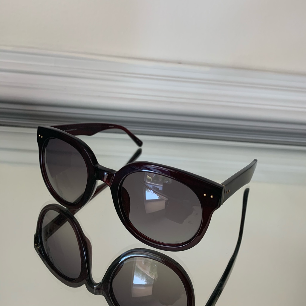 Linda Farrow Luxe Dark Burgundy W/Gold Hardware.